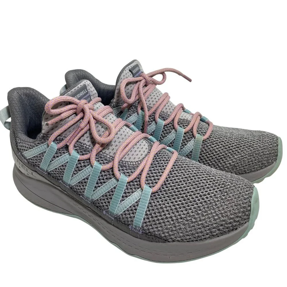 Merrell Women's Athletic Sneakers Size 10 Gray Mesh with Pink & Teal Accents - Picture 1 of 12